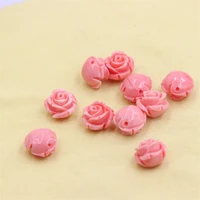 zfsilver lovely fashion resin rose flower coral pink color loose bead for diy charm elegant necklaces bracelets earrings jewelry