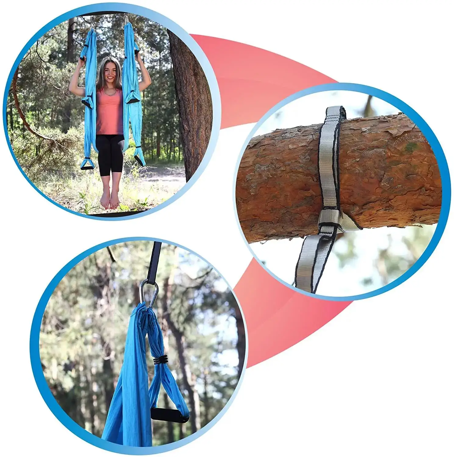 Воздушные качели для йоги с удлинительными ремнями антигравитационный гамак