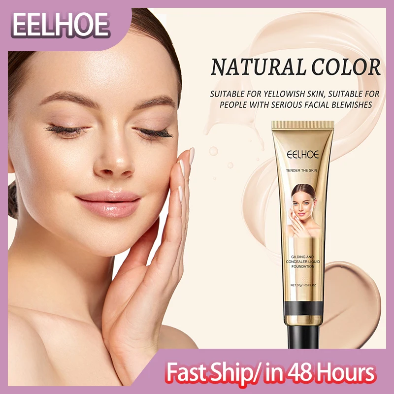 

Long-lasting Face Foundation Cream Waterproof Concealer Liquid Coverage Foundation Naturally Oil-controling Feel Base Moisturize