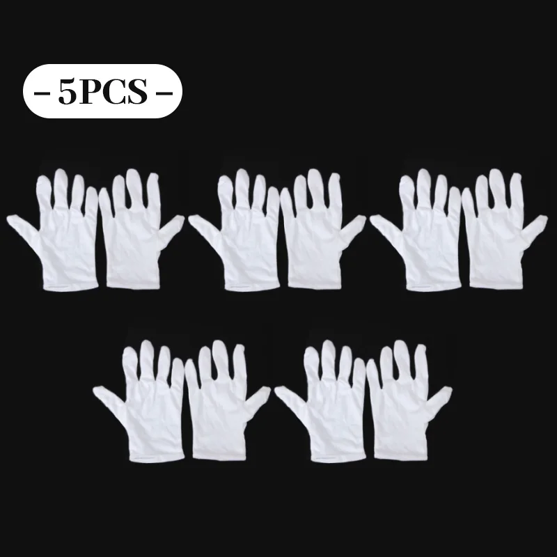 

5 Pair ESD Safety White Cotton Gloves Anti-static Glove White Nylon Glove Anti Static Work Gloves for Housework Workers