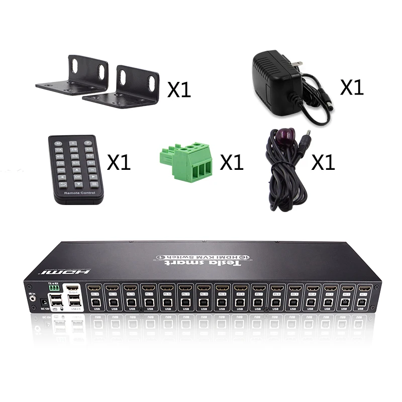 

16 в 1 выход 4K30Hz HDMI KVM переключатель для центра безопасности