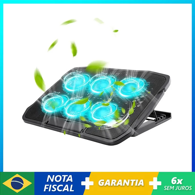 

Laptop Cooling Pad Notebook Fan Gaming Laptop Stand Cooler Six Fans Two USB Port 2600RPM Adjustable Notebook Stand For Laptop