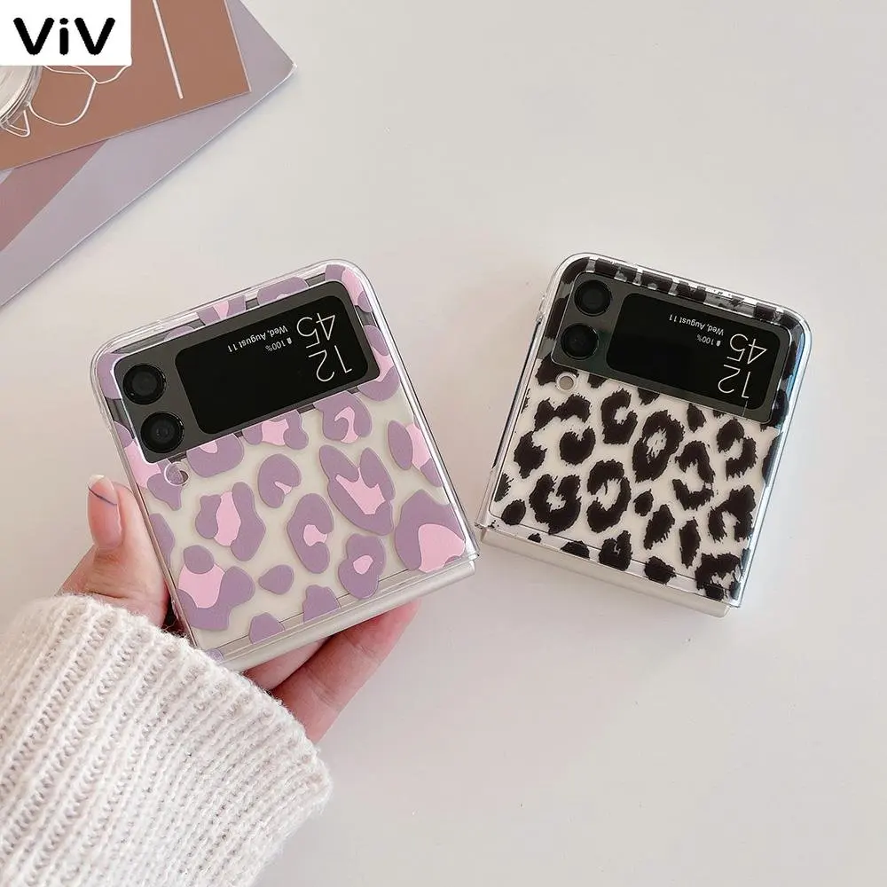 

JAMES Leopard print Case For Samsung Galaxy Z Flip3 Z Flip4 zflip 1 2 3 4 ZFlip2 Luxury Korea Panther Fold Phone Cover Capa