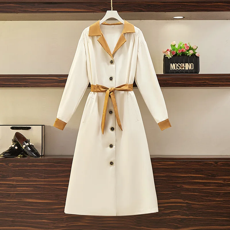 

Office Ladies Bandage Shirt Dress Women Plus Size Elegant Long Sleeve A Line Spring Autumn Midi Streetwear Robe Party Vesidos