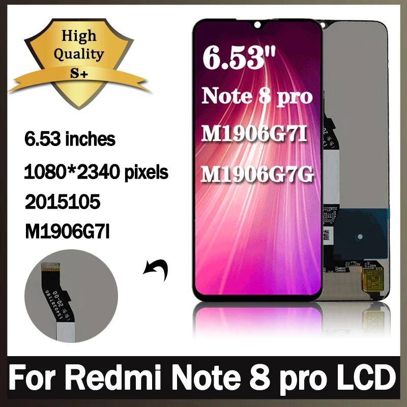 6,53 'оригинальный Note8Pro дисплей для Xiaomi Redmi Note 8 Pro 8Pro M1906G7G ЖК-дисплей + сенсорный экран дигитайзер в сборе