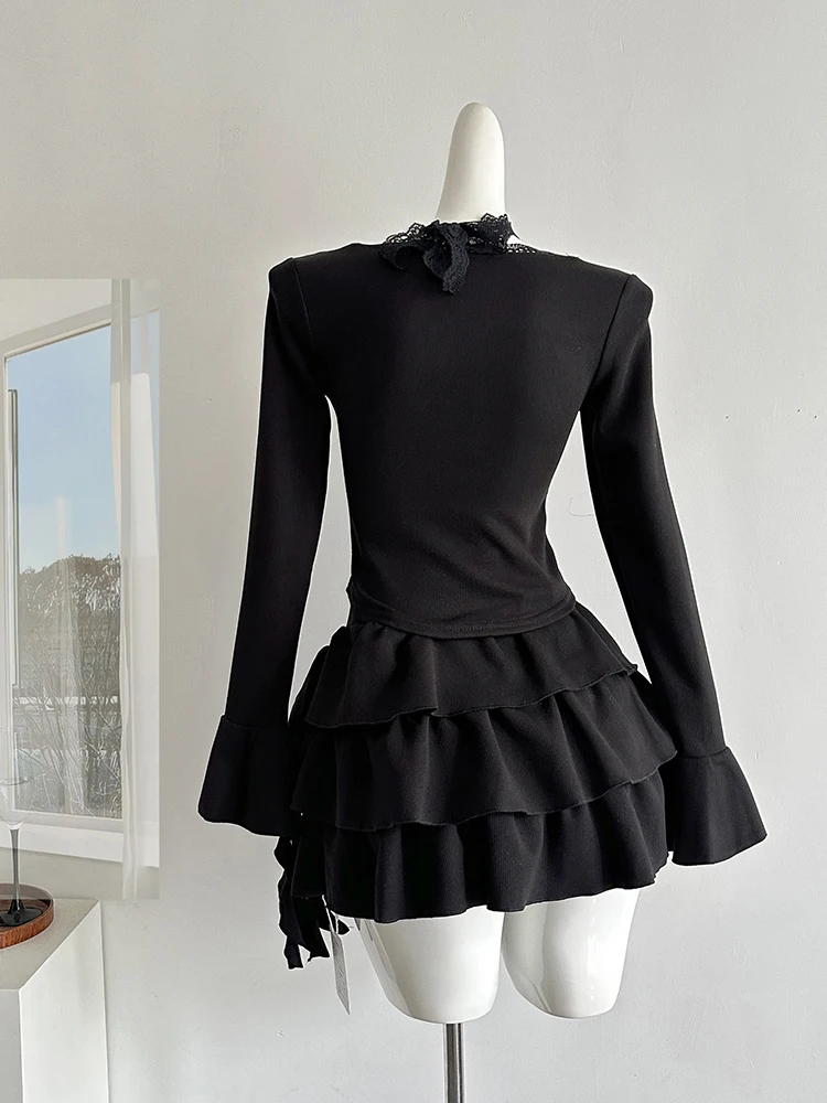 Женская готическая темная академия Y2k Coquette Idols 2000s Shoujo Girl Outfits комплект из 2