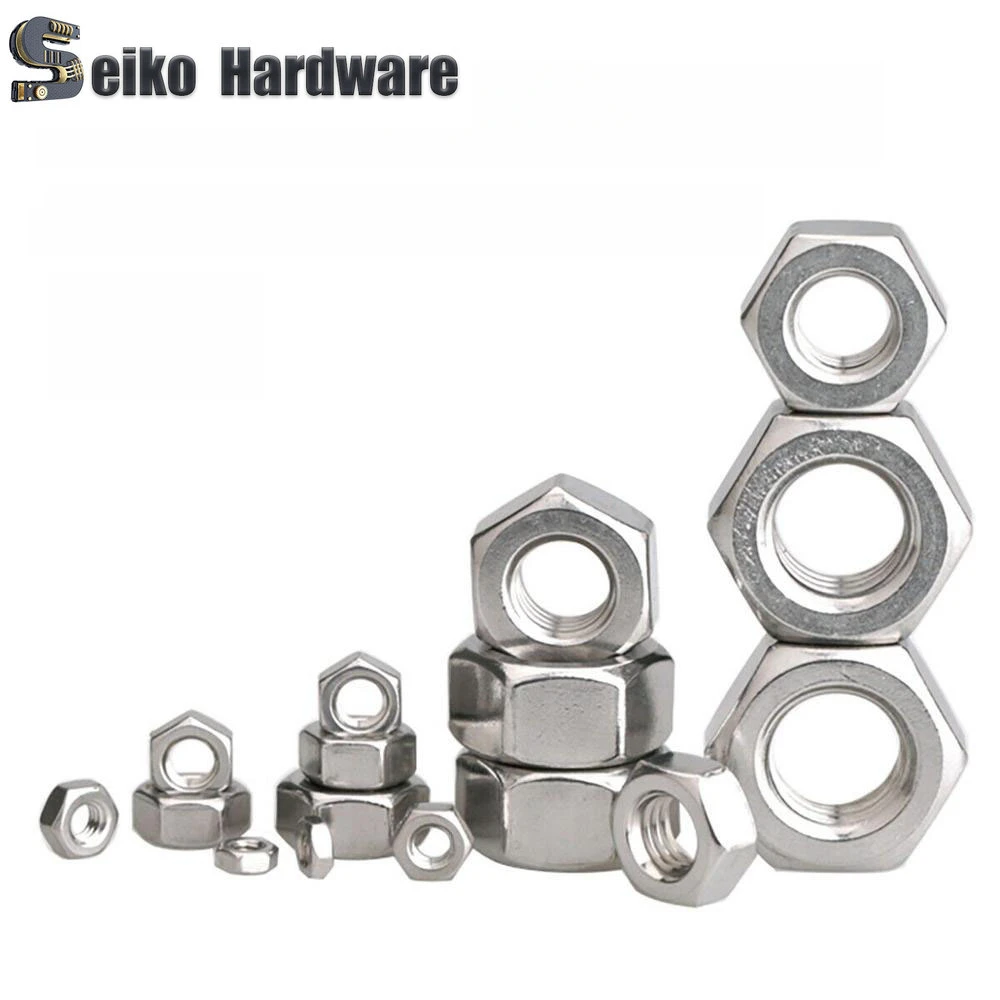 304 Шестигранная гайка DIN934 из нержавеющей стали M1 M1.2 M1.4 M1.6 M2 M2.5 M3 M3.5 M4 M5 M6 M8 M10 M12 M16 M20