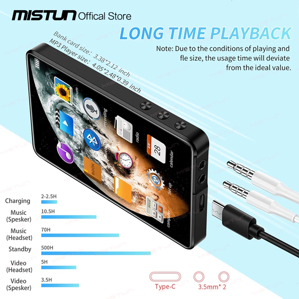 Mp3-плеер с сенсорным экраном 4 0 дюйма поддержкой Bluetooth MP3 MP4 музыкальный плеер