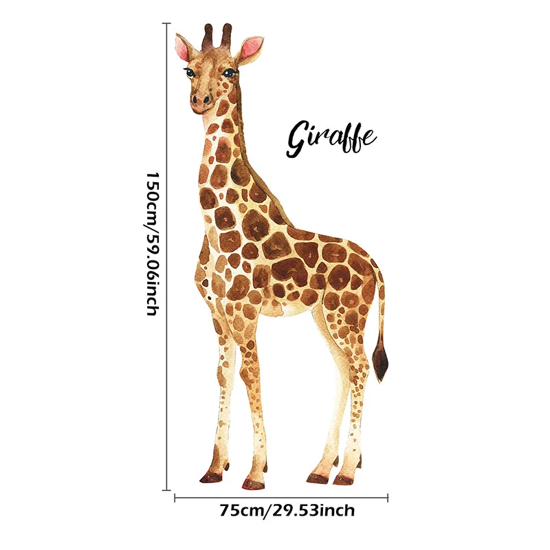 Hand Draw Painted 150cm Tall Large Giraffe Green Leaves Wall Stickers for Living Room Bedroom Murals Home Decor Removable Decals |