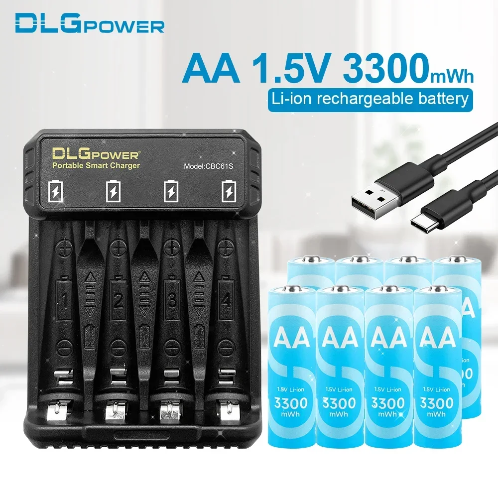 Литиевая аккумуляторная батарея DLGPOWER AA/AAA 1 5 в с зарядным устройством для