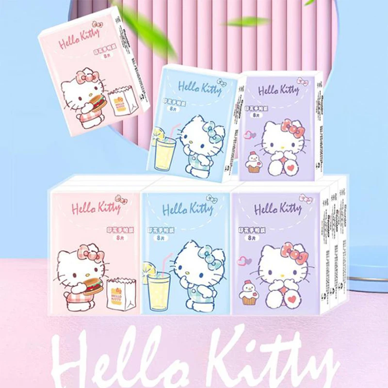 9 шт. Sanrio салфетки Kawaii Hello Kitty мультфильм носовой платок с принтом милая девушка