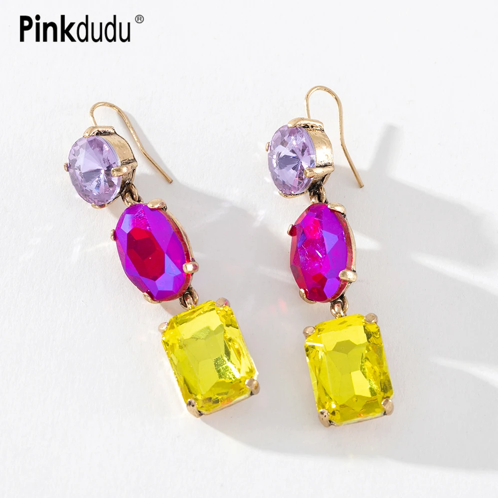 

Pinkdudu Fashion Flash Colorful Acrylic Dangle Earrings Simple Office Lady Three Colors Earring for Women Jewelry Gifts PD711