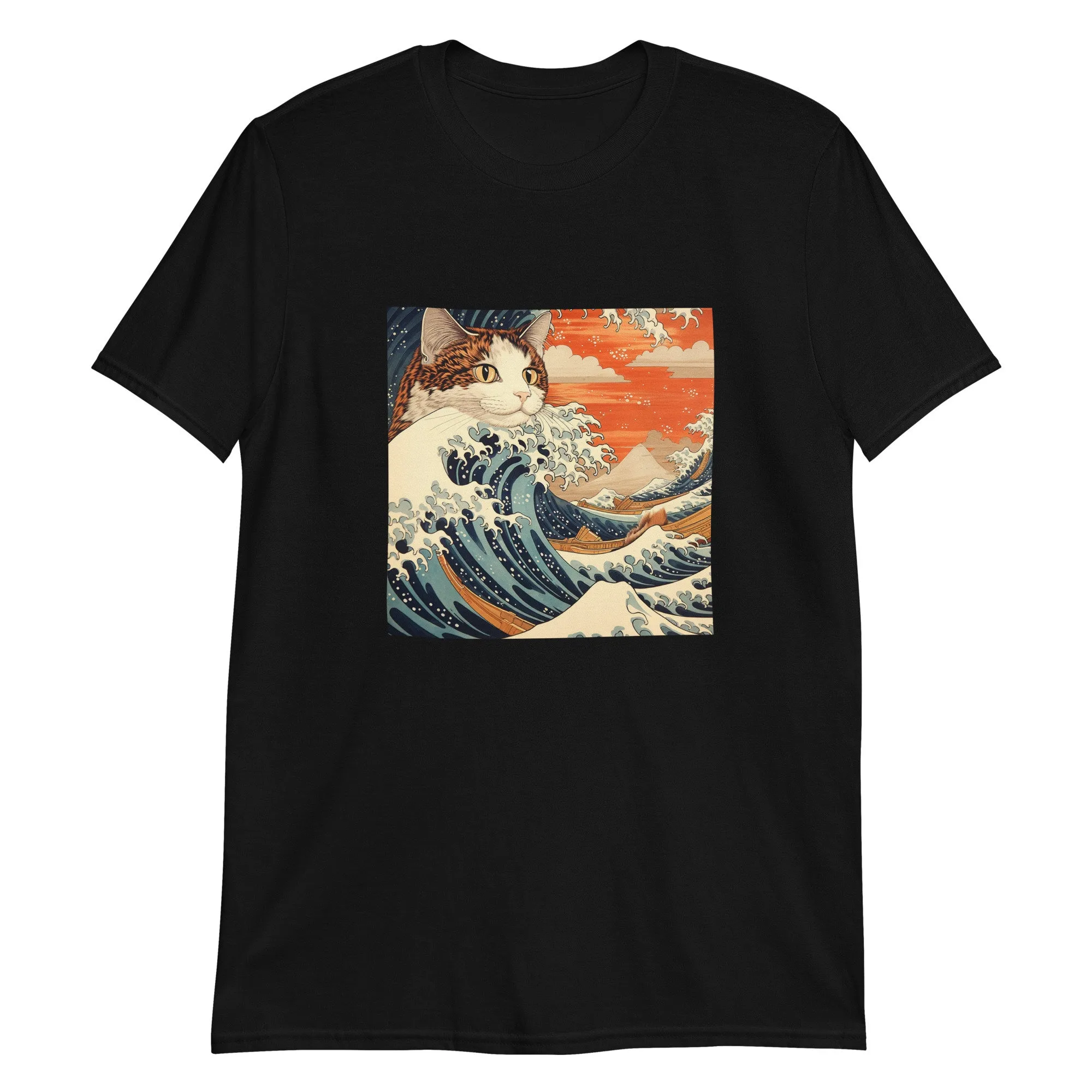 Футболка Ukiyo E с изображением кошек на большой волне