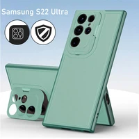 for samsung s22 ultra 5g matte flip lens protector kickstand case for galaxy s21 s22 plus silicone frame hard pc frosted cover