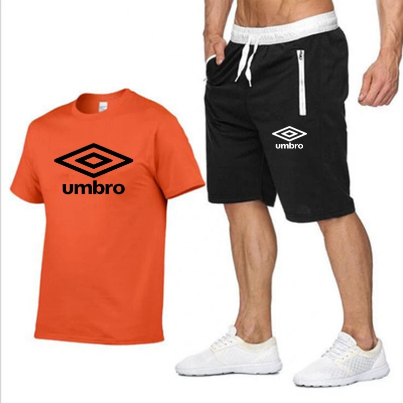 2023 Summer Men's basketball training with UMBRO short sleeve breathable plaid T-shirt and casual shorts men shorts S-2XL