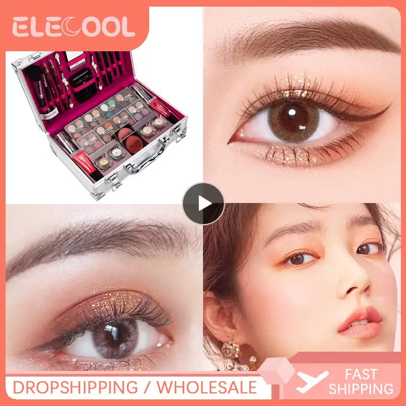 

All In One Professional Full Makeup Set Box Large Capacity Makeup Suitcases Including Eyeshadow Lipstick Highlight Comestic Kits