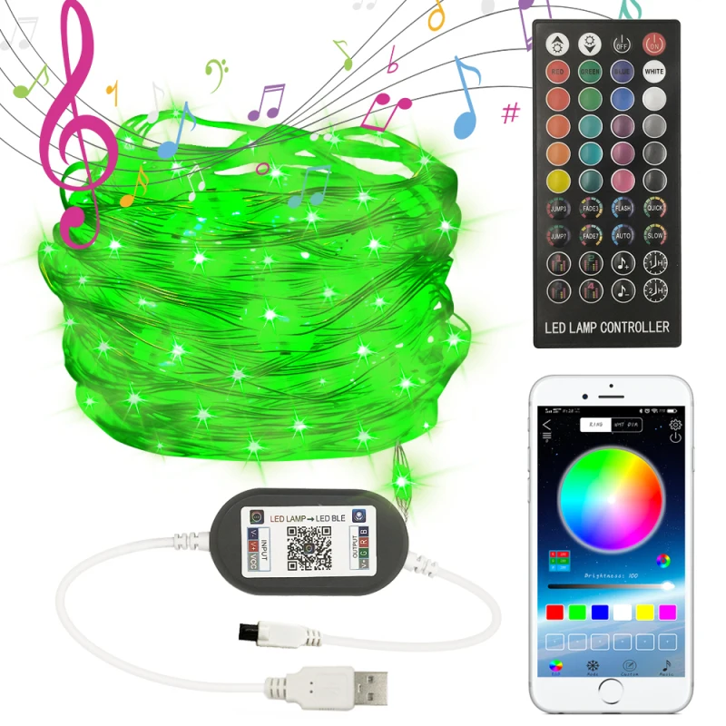 

Ip44 Led String Lights Timer Controller Control String Lights 16 Million Kinds Of Colors Decorative Lights Decoration 5m 50led