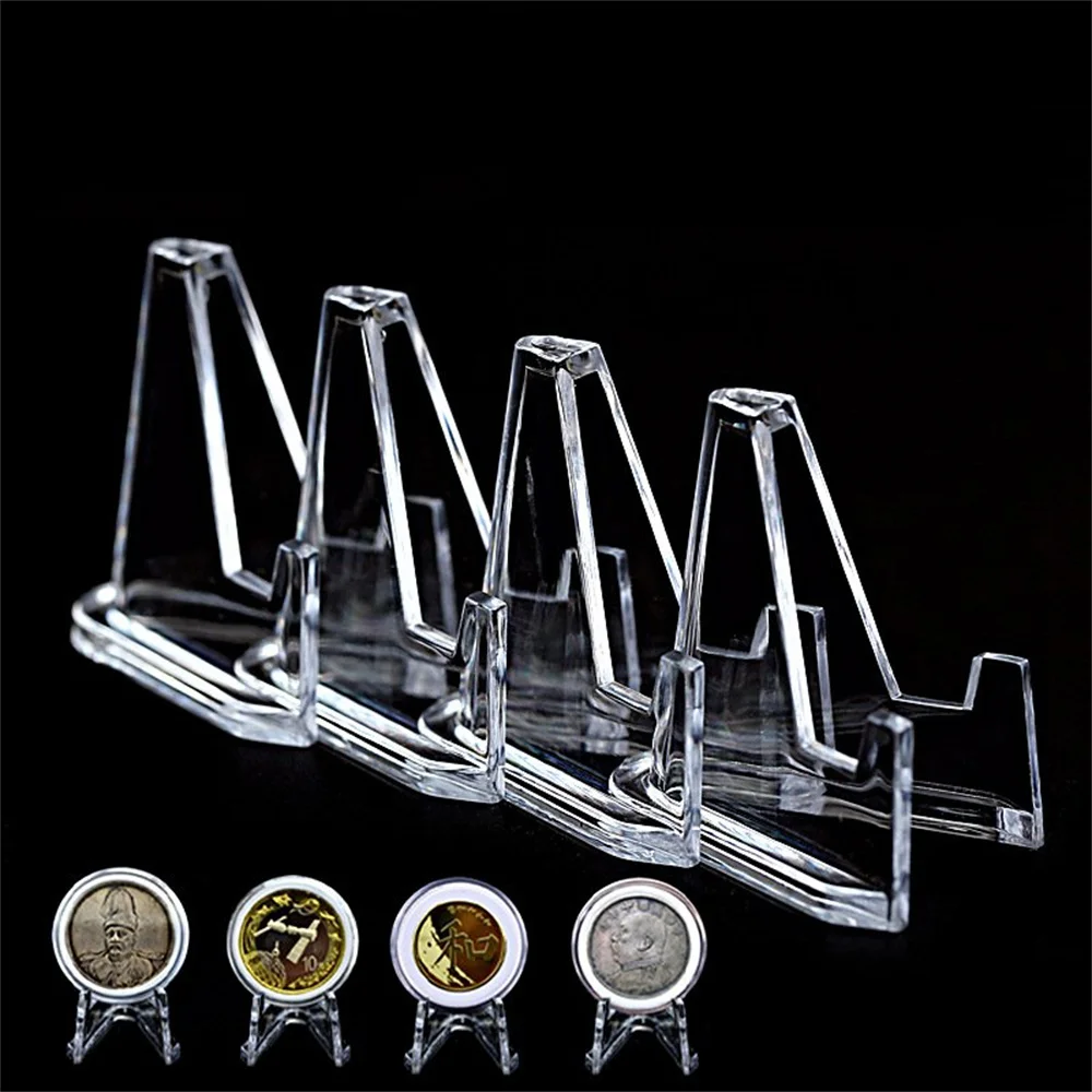 

10pcs/set Mini Clear Easel Stand Acrylic Coin Display Holder for Coins Pocket Watch Medal Casino Chips Small Artworks 1.42 Inch