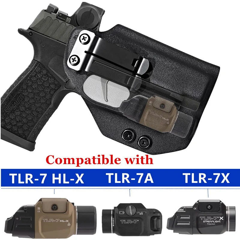 Фото Кобура Kydex IWB для фонаря TLR7, совместимая с CZ P10C, P10C F, P10F, с фонарем Streamlight TLR 7/7X HLX, для ношения внутри пояса №3
