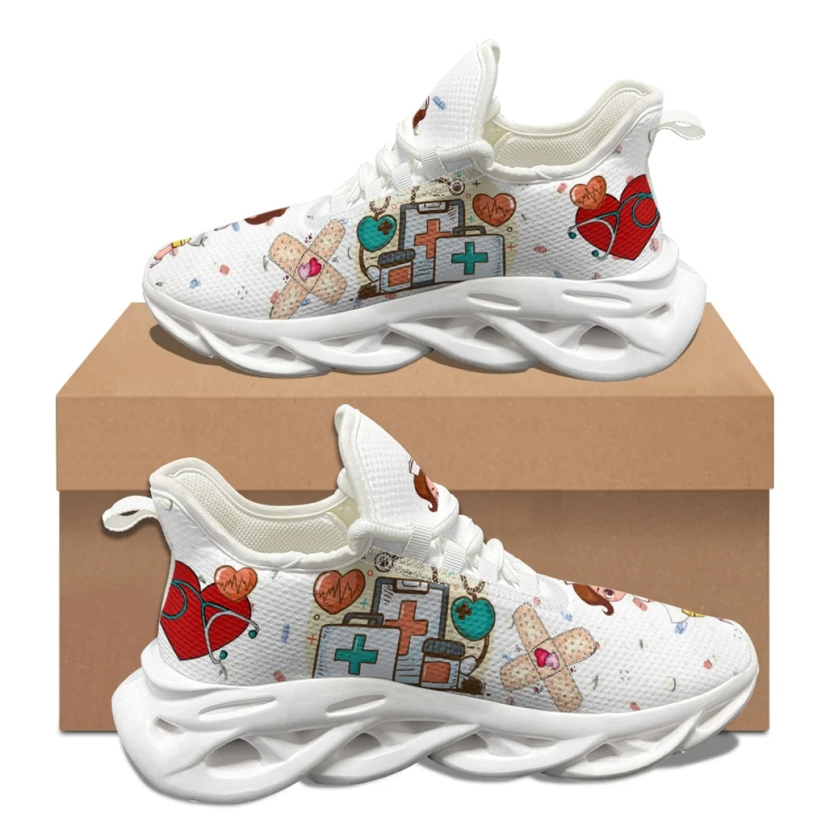 

Милая медсестра медицинское оборудование инструмент Шаблон Женщина Осень Зима уличные кроссовки грязеотталкивающая сетчатая амортизирующая обувь для бега