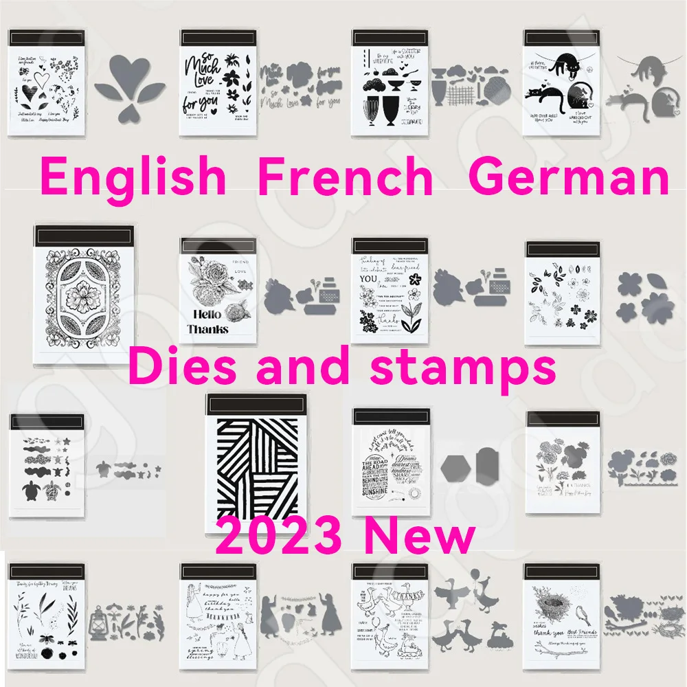 

Love Flower Cute Cat Cutting Dies Stamps Scrapbook Diary Decoration Embossing Template DIY Greeting Card Handmade 2023 New