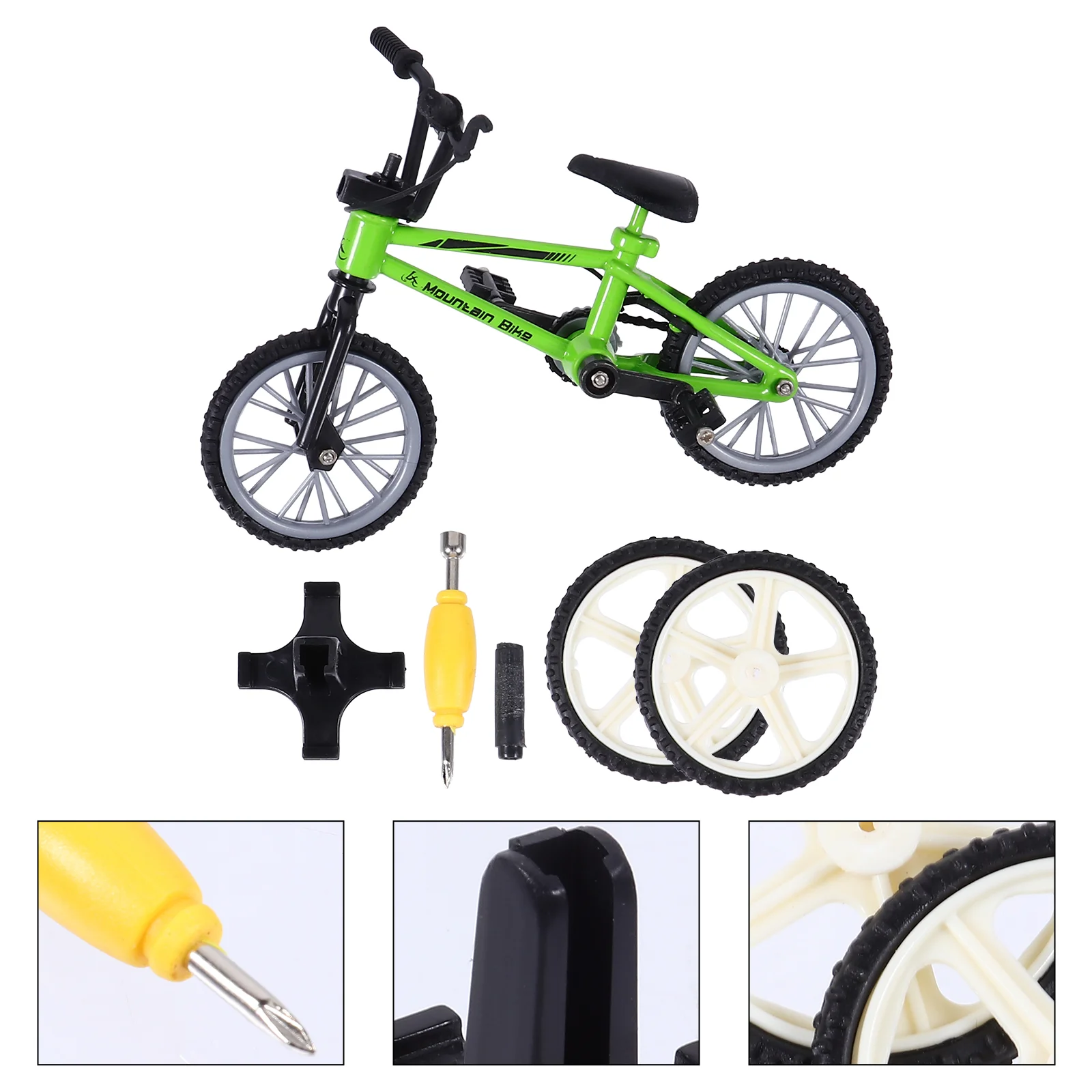 

1 Set Finger Bikes Sports Finger Accessories Metal Creative Game Gifts with Finger Skateboards for Fun Green Mini things