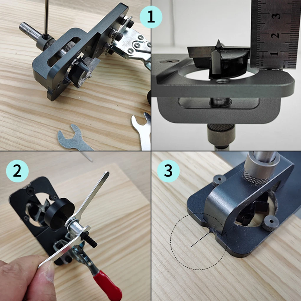 

Hinge Hole Locator 35mm Drilling Template Locator Aluminum Alloy Woodworking Hole Opener for Door Cabinet