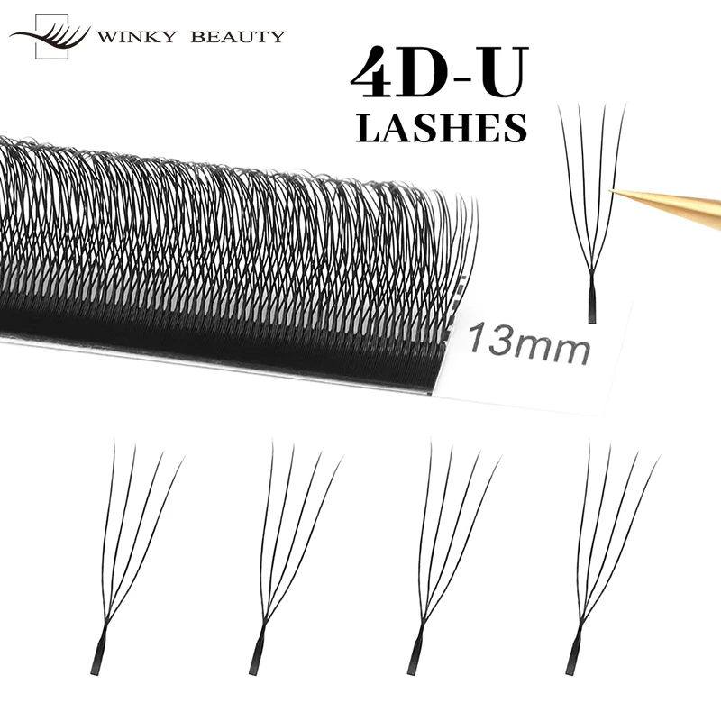 Фото winky beauty U3DW U4DW U5DW Ручной работы Матовые черные накладные ресницы Натуральные U-образной формы Премиум-качества Мягкие 0.07 Веерки W Bloom Lashes №5