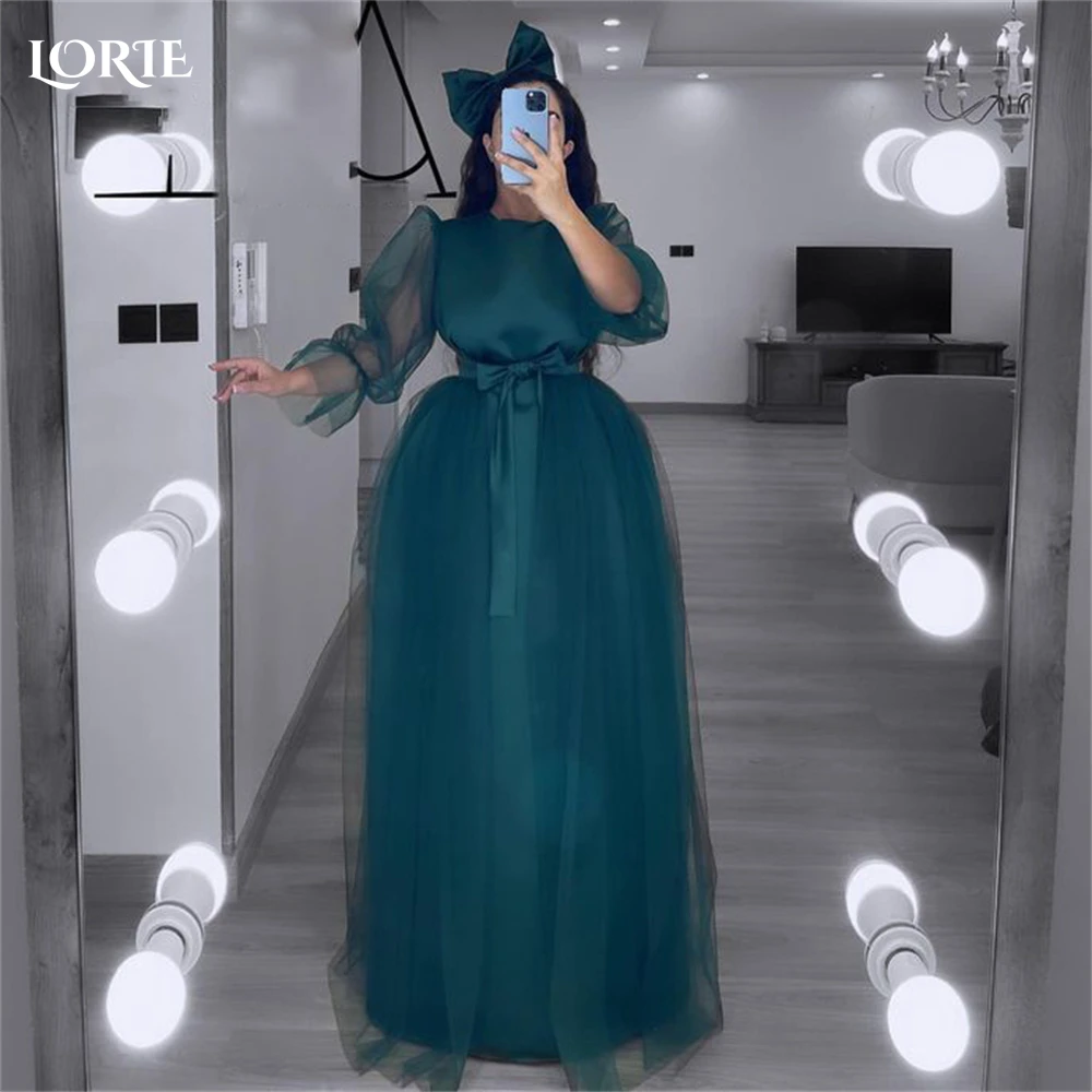 

Темно-зеленые официальные платья LORIE для выпускного вечера, женское вечернее платье трапециевидной формы с бантом, цвет под заказ