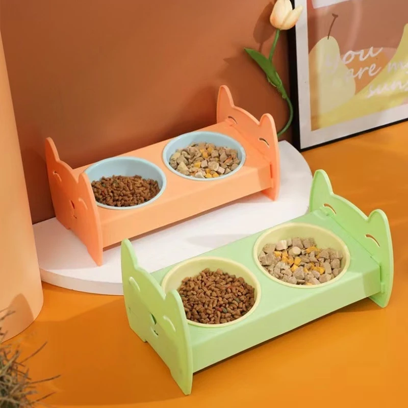 

Antislip Double Dog Bowl Cat Puppy Feeding Supplies Cat Water Food Feeder Pet Drinking Dish Feeder for Dog Food Bowl Pet Supply