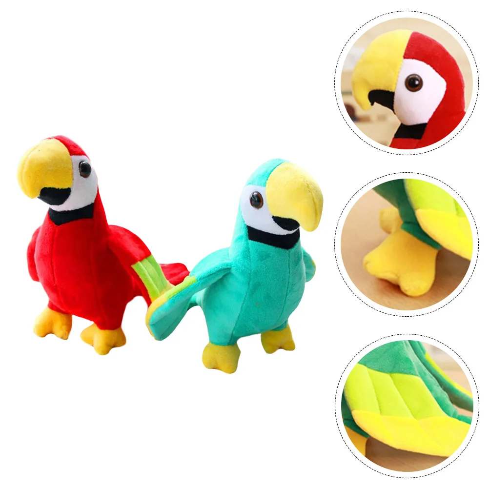 

Parrot Stuffed Animal Plush Bird Toy Toys Girls 5 Age Soft Kids Green Plushies Simulation Plushie Cute Hand Red Shoulder The