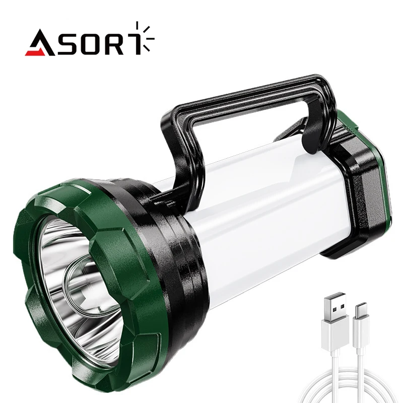 Powerful LED Camping Lamp Portable Lantern Rechargeable Flashlight Built In Battery Torch Tent Lights Night Patrol Searchlight