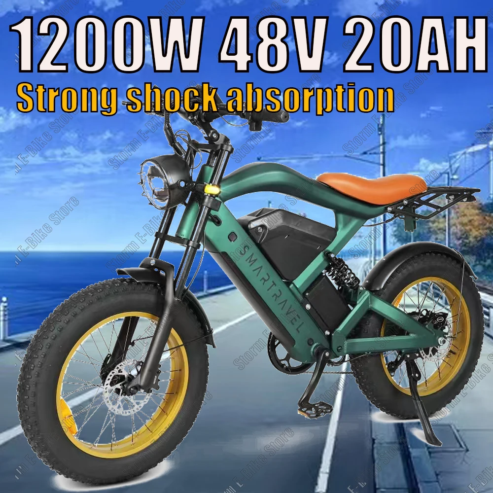 Вездеходный электрический велосипед мотор 1200 Вт 48 В 20 Ач аккумулятор 20*4 0 шины