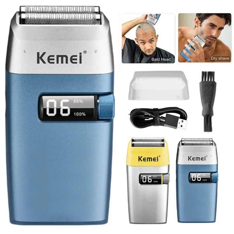 

Kemei Electric Shaver Men Bald Head Hair Beard Trimmer Barber Professional Rechargeable Razor Reciprocating Foil Shaving Machine