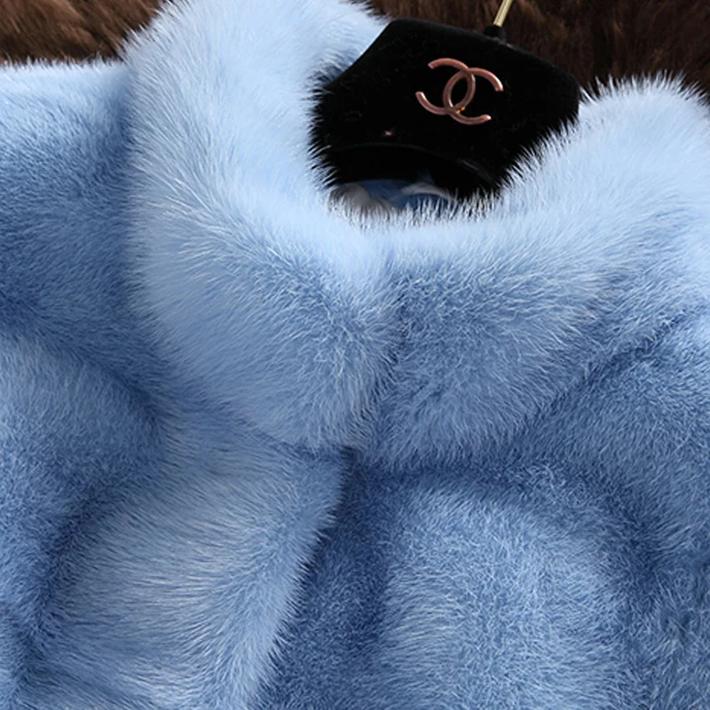 ICCLEK Imitation fur stand collar coat 2020 winter new Haining fur imitation mink coat mink coat female