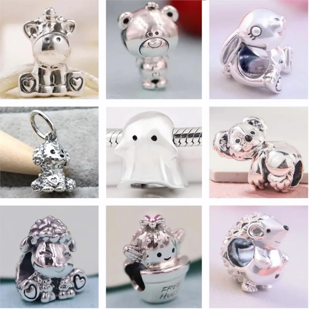 

furuya Fashion 925 Sterling Silver Beads Cute Animal Charms fit Original Europe Bracelet Women DIY Charms Jewelry