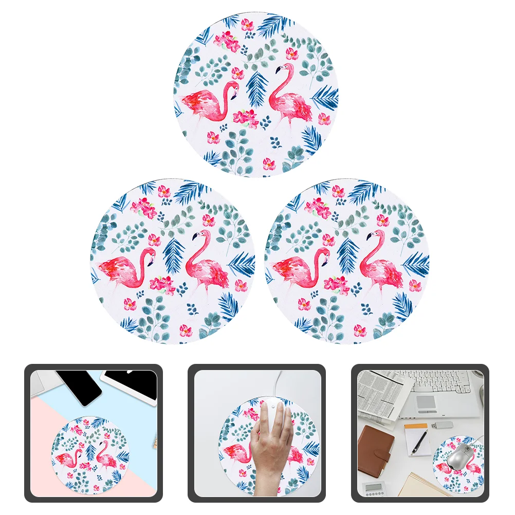 

3 Pcs Pad Non-slip Gaming Durable Desk Pad Mat Round Pad for Desk Computer