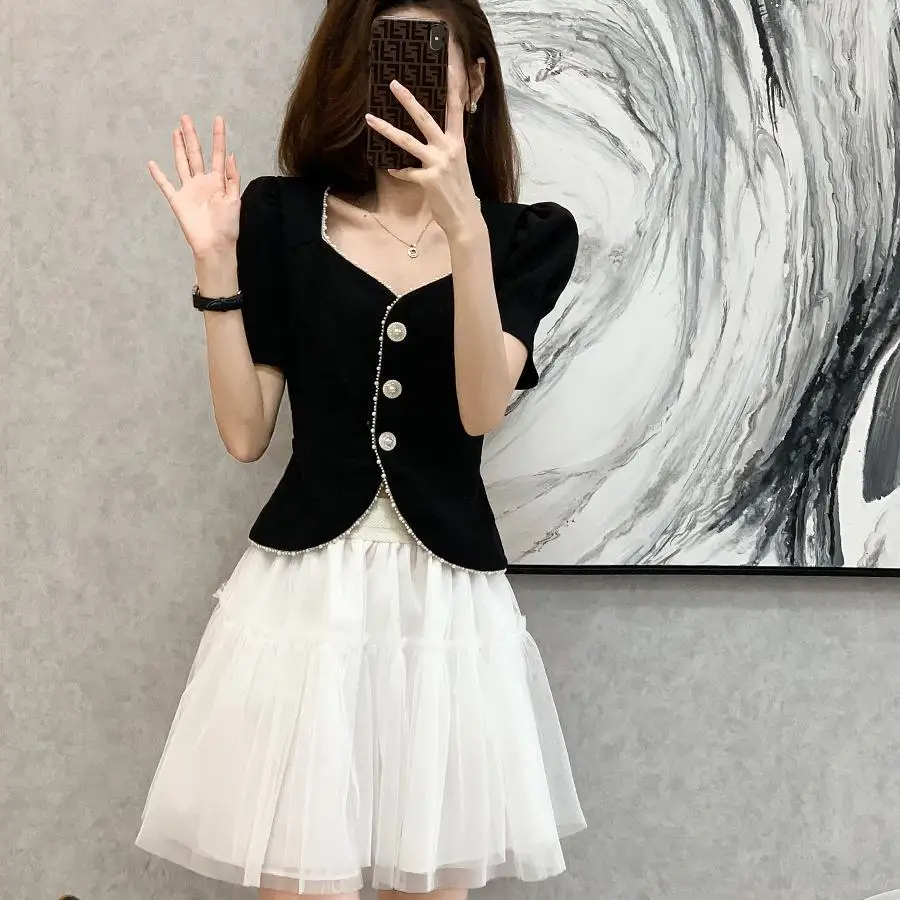 Элитный модный Женский Летний Новый короткий топ во французском стиле 2023