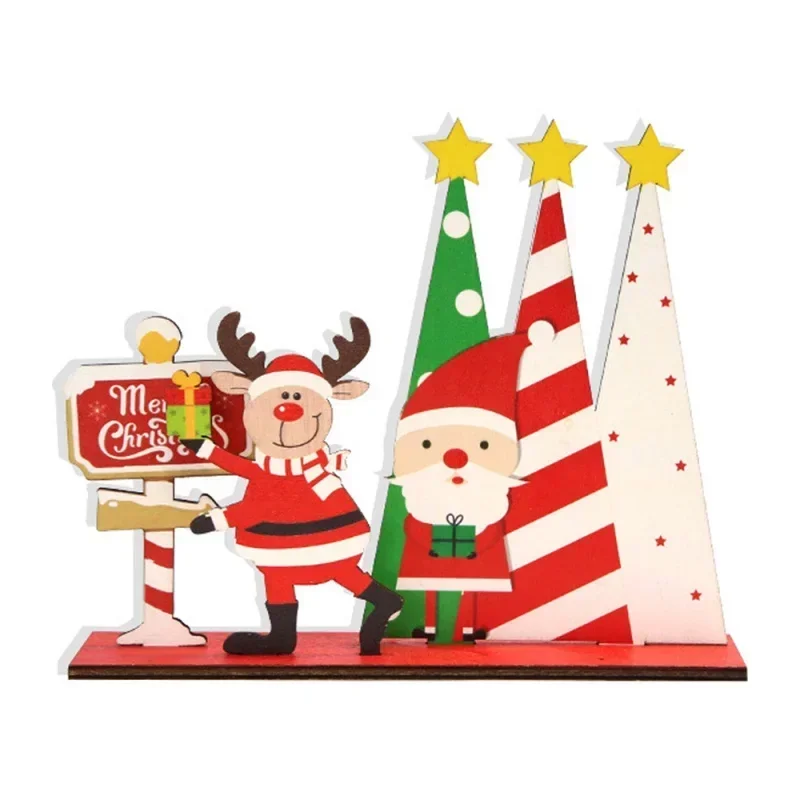 Деревянный настольный рождественский орнамент Санта-Клаус Лось Рождественская
