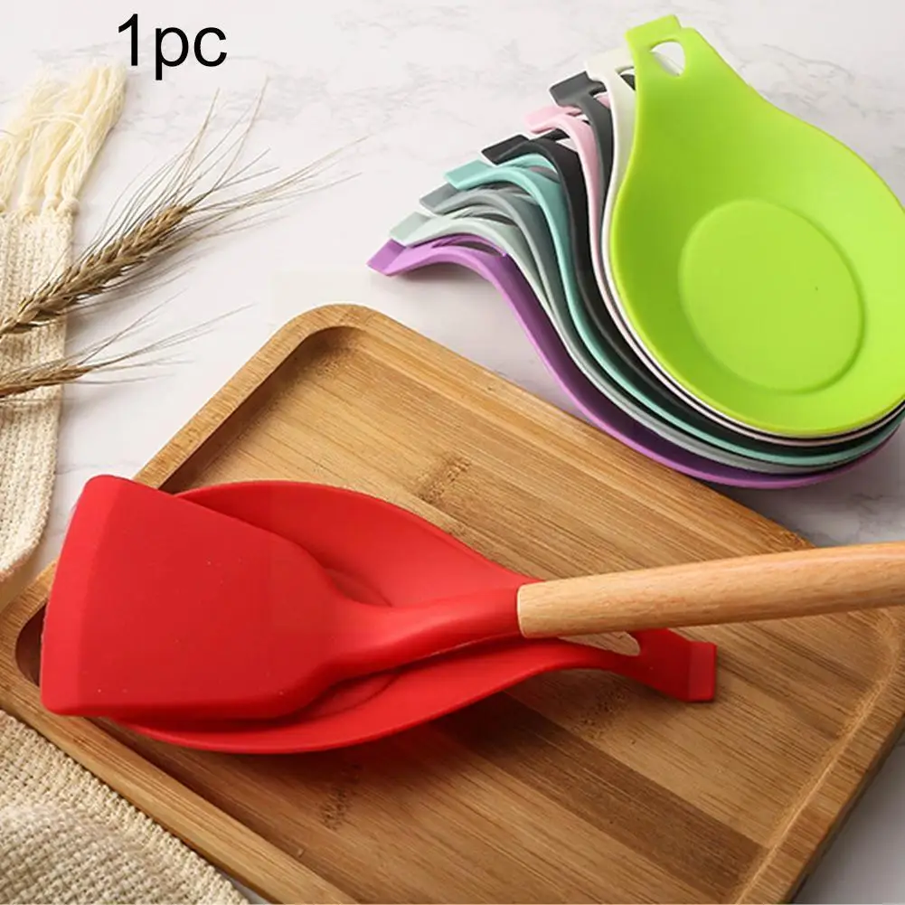 

Silicone Insulation Spoon Shelf Heat Resistant Placemat Coaster Drink Holder Pot Tool Tray Glass Eat Spoon Pad Kitchen Mat V5F9