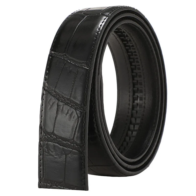 Men Leather Ratchet Belt Replacement Strap 1 3/8" Strap for 40MM Slide Click Buckle Crocodile Automatic Belts Body Men's