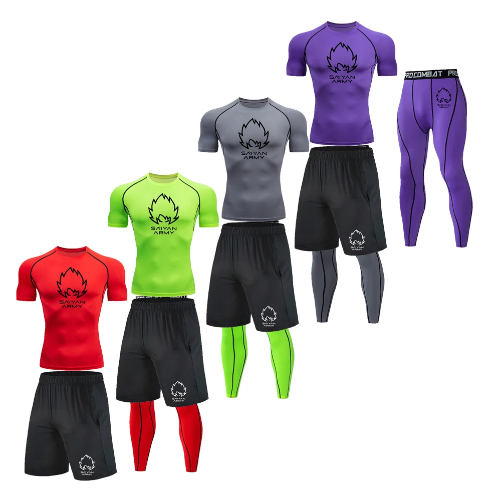 

Men's New Printing Gym Fitness Fighting MMA Motion Running T-Shirt Compression Ventilation Training Outdoor Sports Jogging Shirt