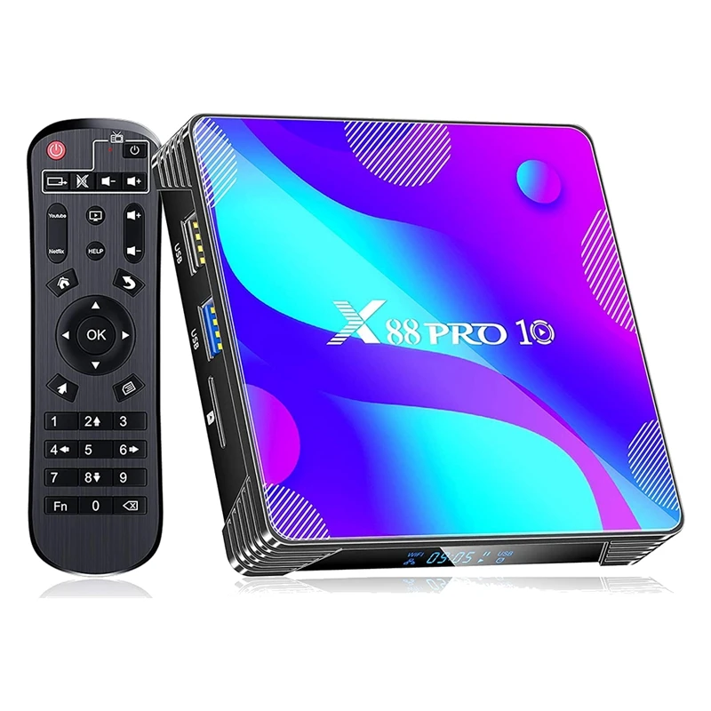 

Android TV Box 11.0, X88 Pro 10 Android TV Box,RK3318 Quad-Core Support,4GB RAM 32GB ROM 2.4G /5G Dual WIFI(EU Plug)