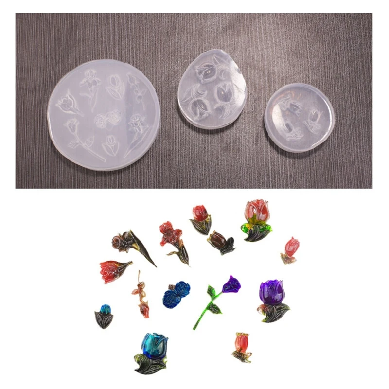 

Flower Floral Silicone Mold Cake Decor Mold Tiny Rose Flower Resin Epoxy Casting Mold for Earring Jewelry Pendant Making