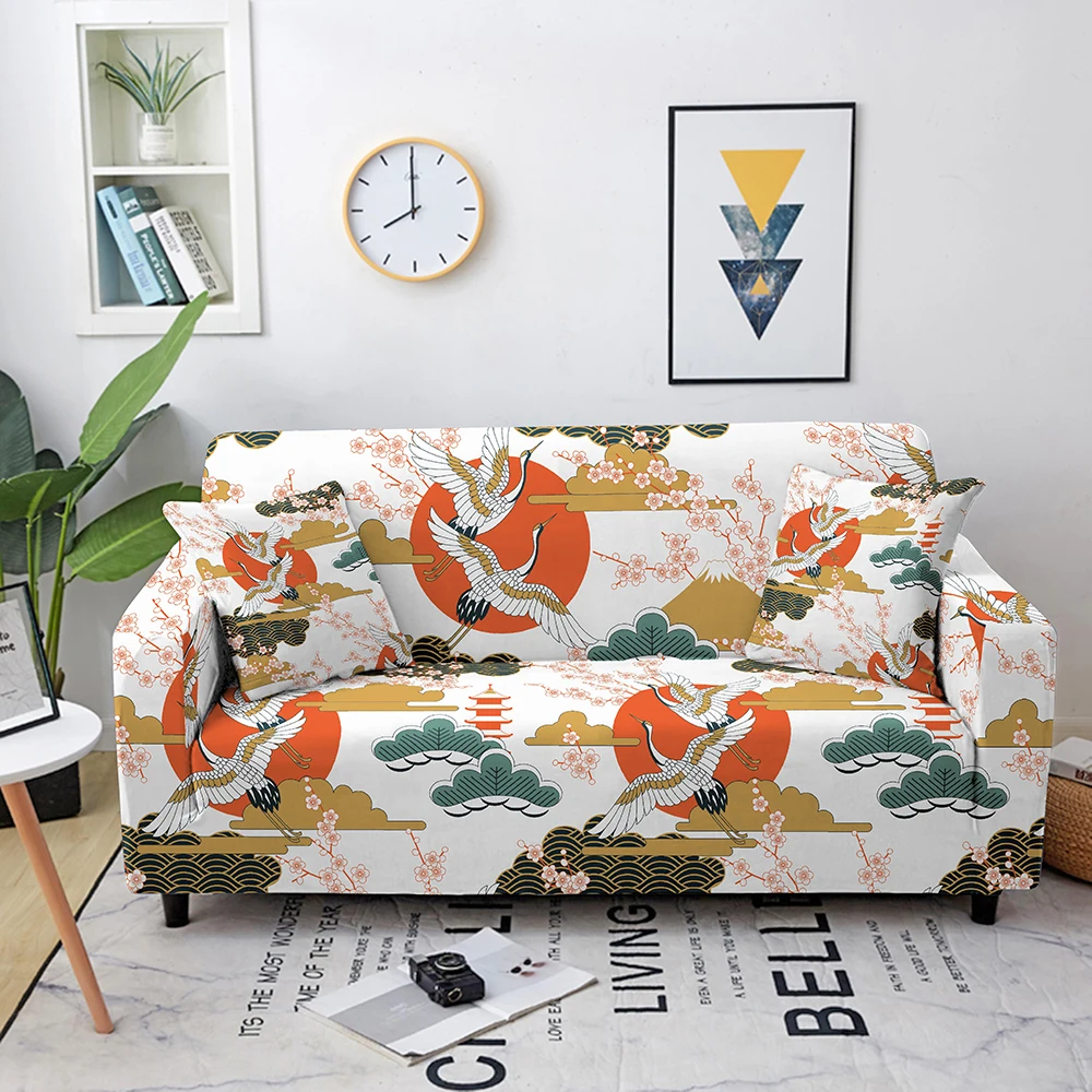 

Oriental Pattern Red Crowned Crane Cloud Pattern Print Fashion Sofa Cover Dresser Decoration Home Accessories and Tool SofaCover