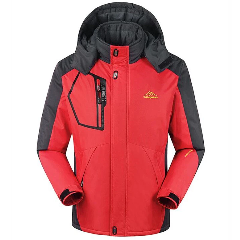 Winter Clothes Mens Windbreaker Parkas Plus Velvet Padded Jacket Keep Warm Fleece Outwear Overcoat Size L - 8XL Waterproof Coat