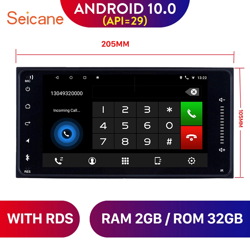 

Автомобильный мультимедийный плеер Seicane, 7 дюймов, Android 10,0, 205*105 мм, радио, GPS-навигация, универсальный, Поддержка TOYOTA Corolla Mirror Link
