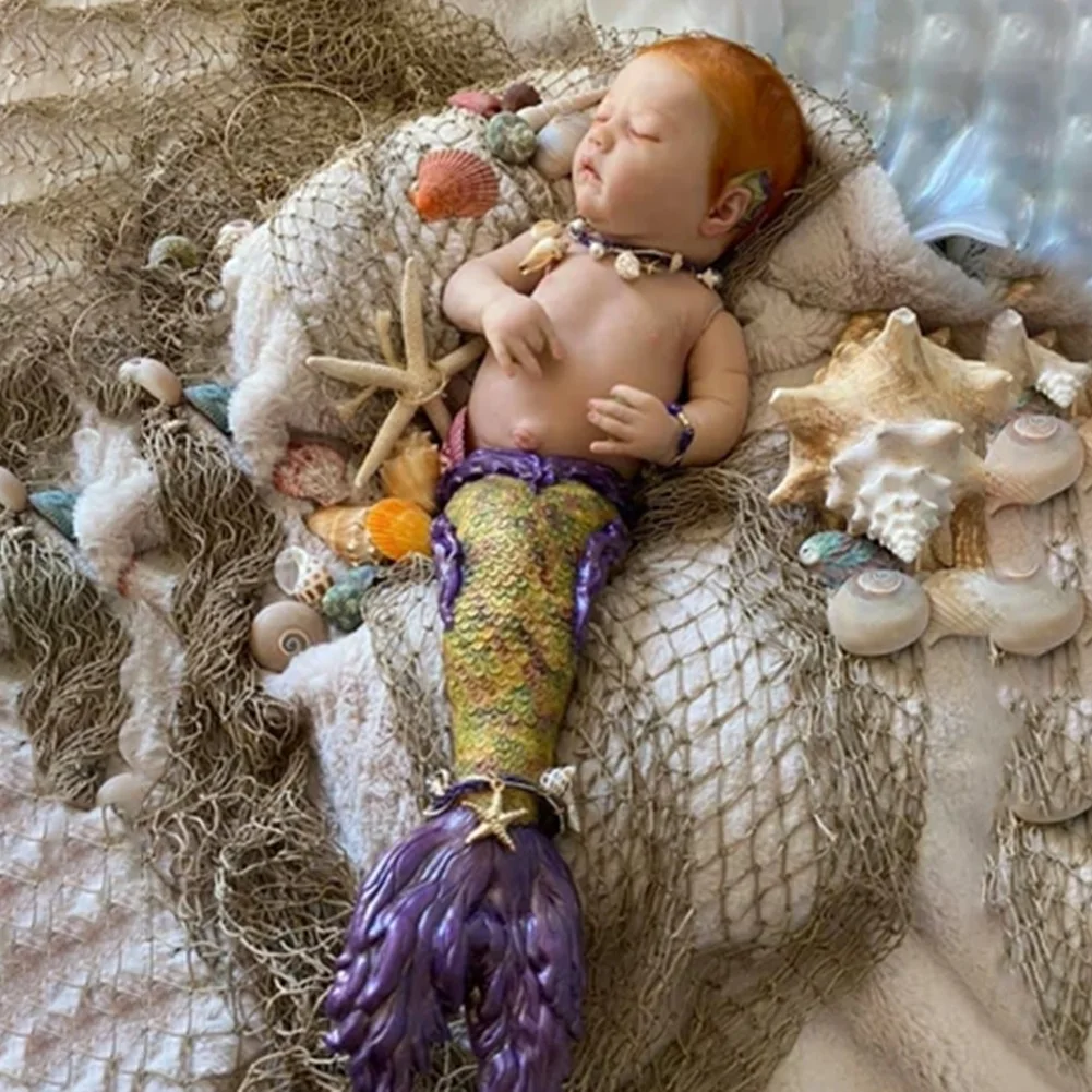 

60cm DIY Unpainted Reborn Doll Kit Rhynn Merbaby Lifelike Full Body Soft Touch Birthday Gifts for Kids Fresh Color