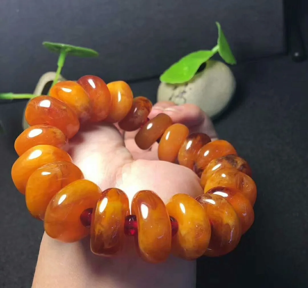 

Натуральное масло Янтарный Abacus эластичный браслет из бисера для мужчин и женщин натуральный медовый воск Янтарный-бусины бисерные браслет...
