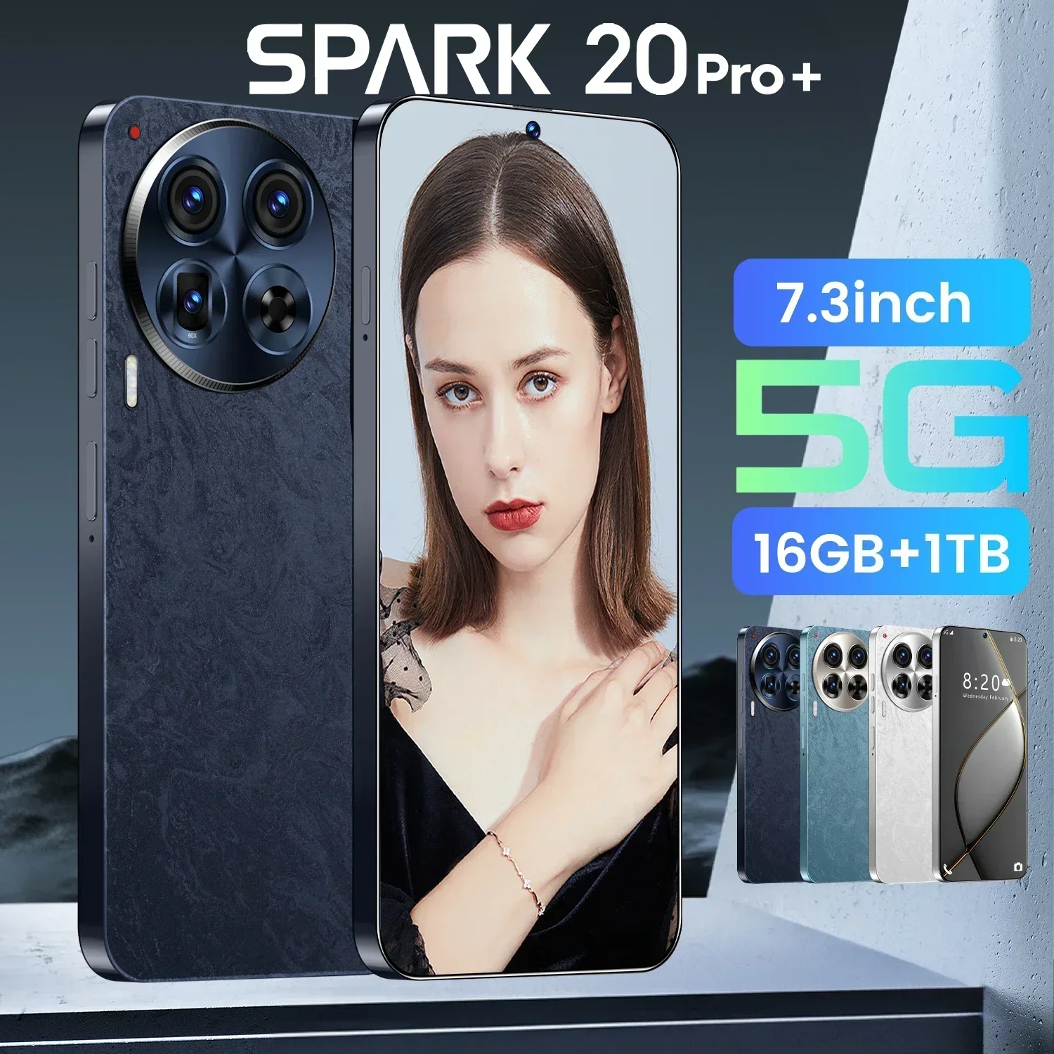 Новый смартфон Spark20 Pro+ с экраном 7 3 HD мобильные телефоны 16G + 1T 5G Dual Sim Celulares Android13